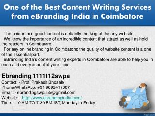 5.One of the Best Content Writing Services from eBranding India in Coimbatore