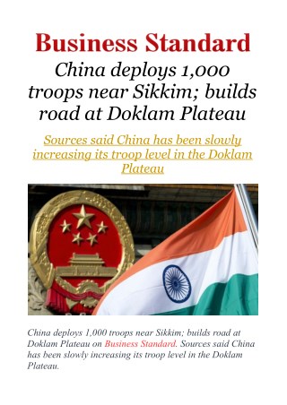 China deploys 1,000 troops near Sikkim; builds road at Doklam Plateau