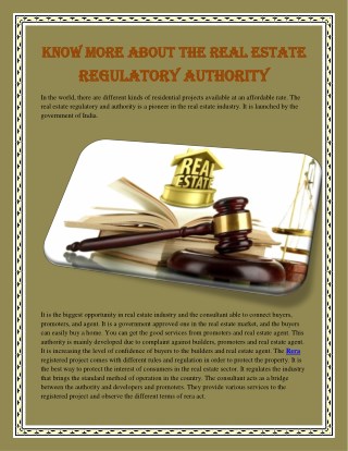 know More About the Real Estate Regulatory Authority