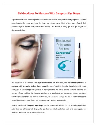 Bid Goodbyes To Mascara With Careprost Eye Drops