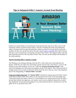 Tips to Safeguard Seller’s Amazon Account from Hacking