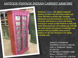 ANTIQUE VINTAGE INDIAN CABINET ARMOIRE