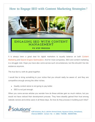 How to Engage SEO with Content Marketing Strategies