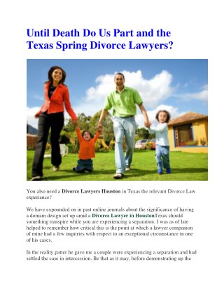 Until Death Do Us Part and the Texas Spring Divorce Lawyers?