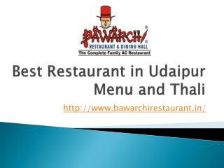 Best Restaurant in Udaipur Menu and Thali