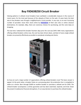 Buy FXD63B250 Circuit Breaker