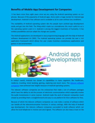 Benefits of Mobile App Development for Companies
