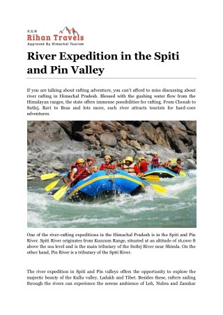 River Expedition in the Spiti and Pin Valley