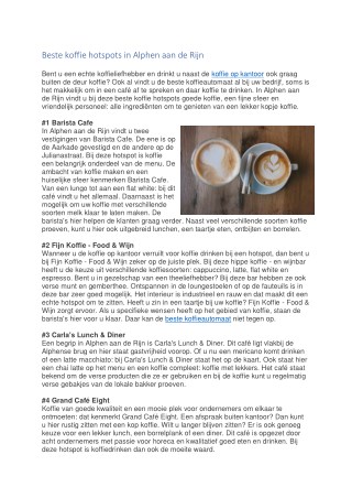 Beste koffie hotspots in Alphen aan de Rijn
