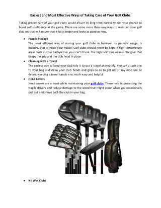 Easiest and Most Effective Ways of Taking Care of Your Golf Clubs