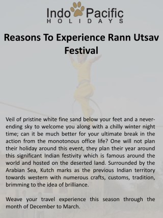 Reasons To Experience Rann Utsav Festival