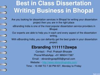 6.Best in Class Dissertation Writing Business in Bhopal