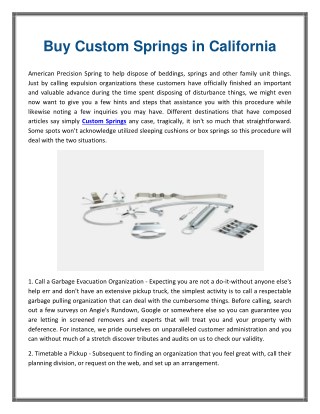 Buy Custom Springs in California