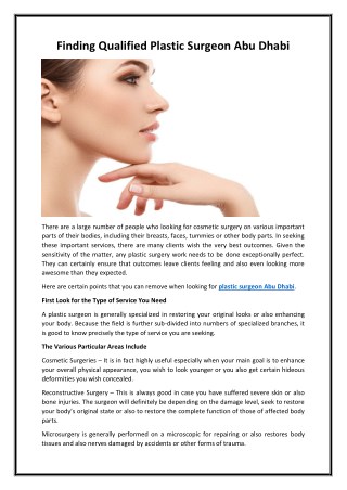 Finding Qualified Plastic Surgeon Abu Dhabi