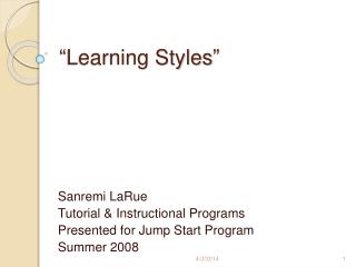 “Learning Styles”