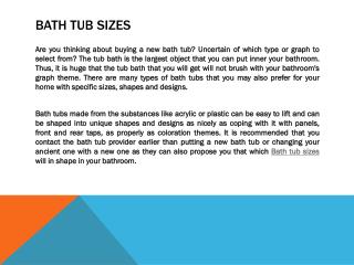 Bath tub sizes