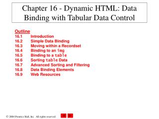 Chapter 16 - Dynamic HTML: Data Binding with Tabular Data Control