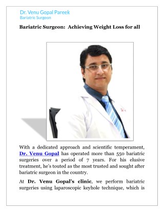 Bariatric surgeon dr v pareek