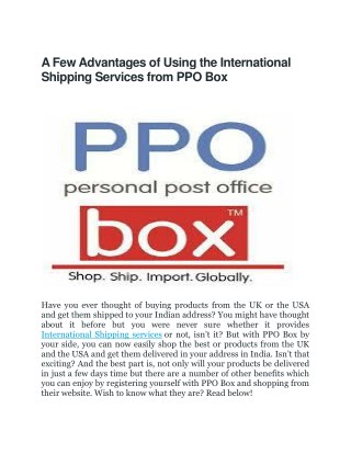 International Shipping Services | PPOBox(Personal Post Office)