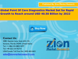 Point Of Care Diagnostics Market Estimated to Exhibit 10.00% CAGR through 2022