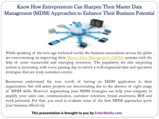 Know How Entrepreneurs Can Sharpen Their Master Data Management (MDM) Approaches to Enhance Their Business Potential