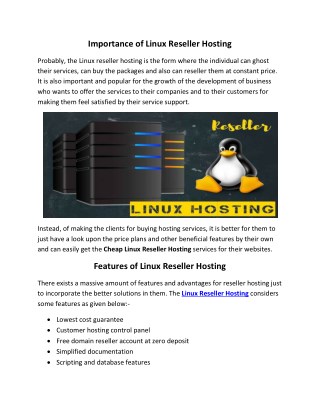 Linux Reseller Hosting