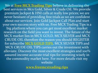 MCX Commodity Trading Tips Free Trial On Mobile - Free MCX Trading Tips