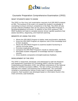 Counselor Preparation Comprehensive Examination