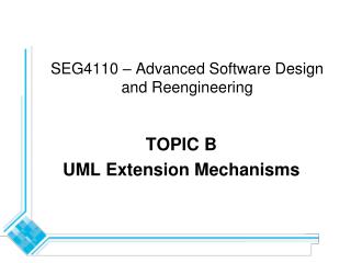 SEG4110 – Advanced Software Design and Reengineering