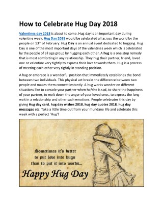 How to Celebrate Hug Day 2018