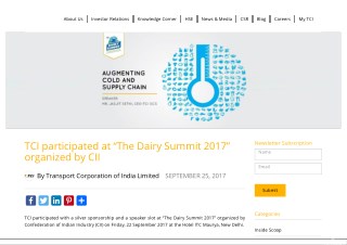 TCI participated at “The Dairy Summit 2017” organized by CII