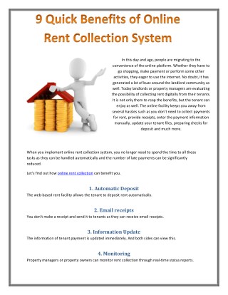9 Quick Benefits of Online Rent Collection System