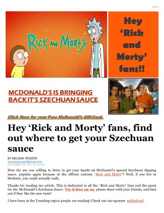 MCDONALD’S IS BRINGING BACK IT’S SZECHUAN SAUCE