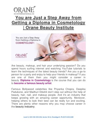 You are Just a Step Away from Getting a Diploma in Cosmetology | Orane