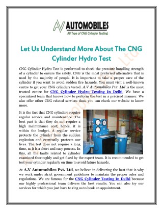 Let Us Understand More About The CNG Cylinder Hydro Test