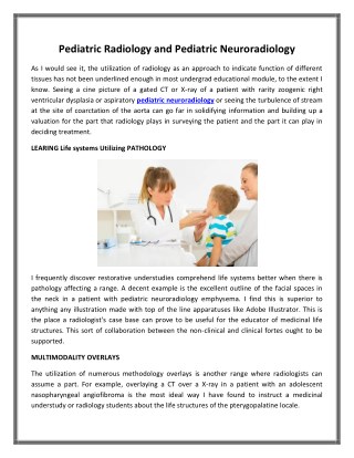 Pediatric Radiology and Pediatric Neuroradiology