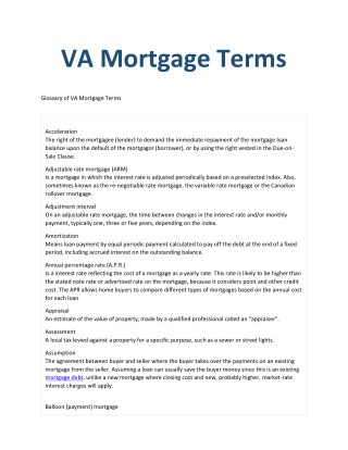 VA Mortgage Terms