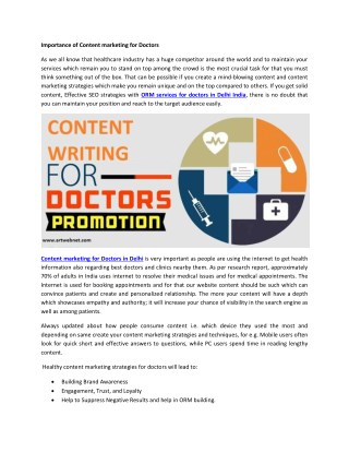 Importance of Content marketing for Doctors