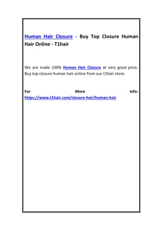Human Hair Closure - Buy Top Closure Human Hair Online - T1hair