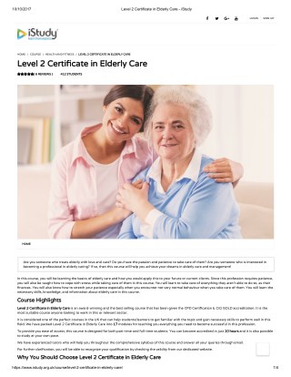 Level 2 Certificate in Elderly Care