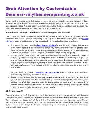 Grab Attention by Customisable Banners vinylbannersprinting.co.uk