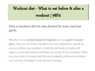 Workout Diet - What to Eat Before & After A Workout | 98Fit