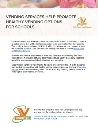 Promote Healthy Vending Options for Schools