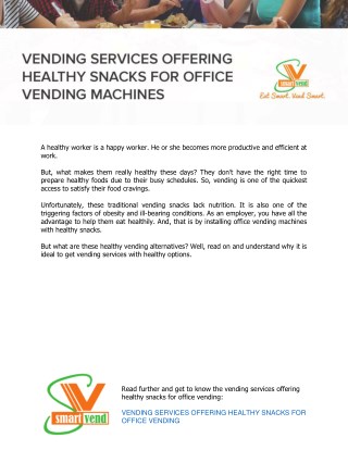 Vending Services Offering Healthy Snacks for Office Vending