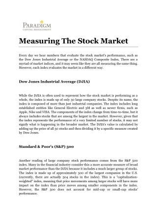 Measuring The Stock Market