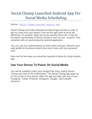 Social Champ Launched Android App For Social Media Scheduling