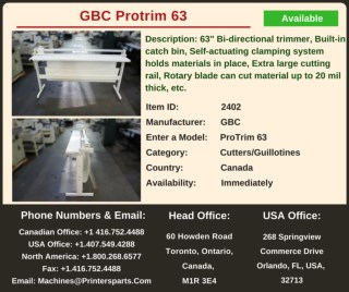 Buy Used GBC ProTrim 63 Cutters/Guillotines Machine