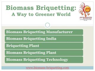 Biomass Briquetting A Way to Greener World