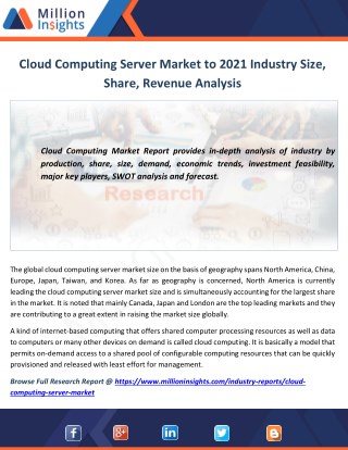 Cloud Computing Server Market Analysis of Sales, Revenue, Share and Growth Rate 2011-2021