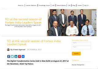 TCI at the second season of Forbes India Leaders Speak